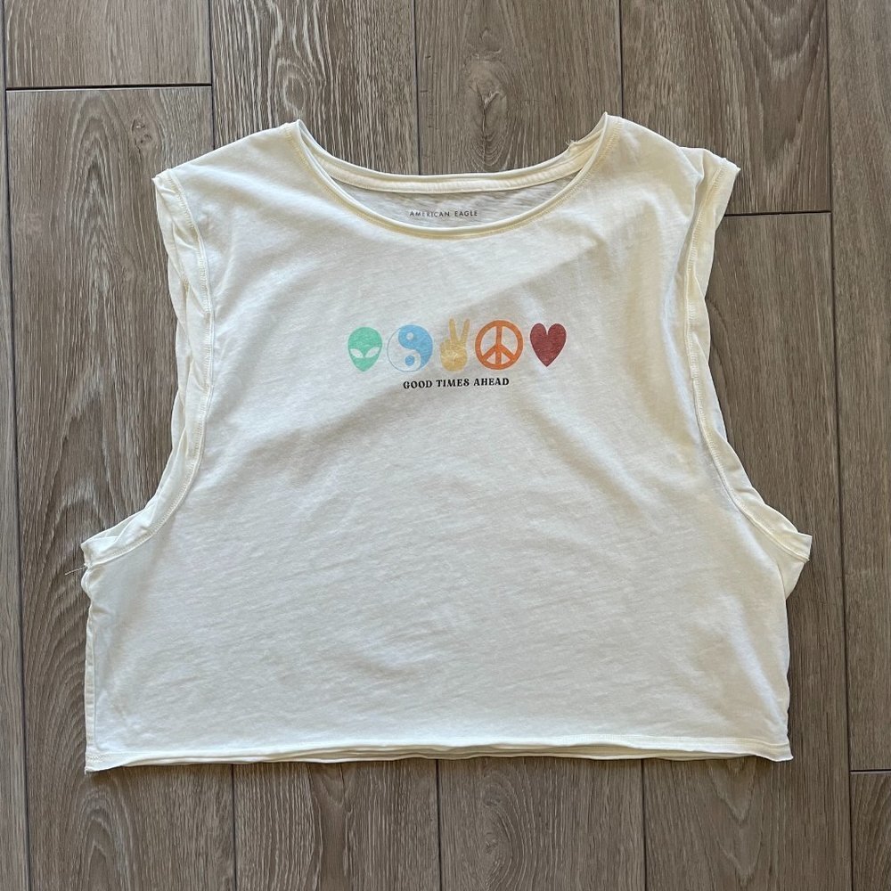 American Eagle Outfitters | Cropped "Good Times Ahead" Icon Tank - Size M